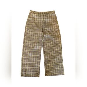 Zara Plaid Wide-Leg Cropped Pants 60s Mod‎ Moto Vibe Size S (26” waist)